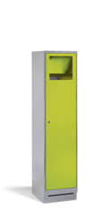Wäsche - Sammelschrank mit grüner Türe und Einwurfklappe